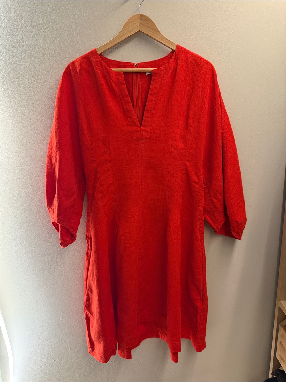 Madewell Linen Size 12 Red V-Neck Summer Dress